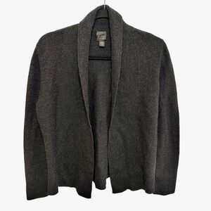 Eileen Fisher 100% merino wool charcoal gray open front cardigan sweater Size S